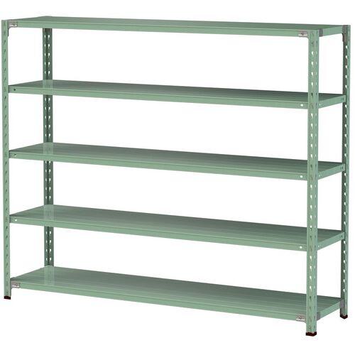 ■ヤマテック ボルトレス軽量ラック(150kg/段) W1800&times;D450&times;H1500mm(天地5段)ライトグリーン〔品番:1.5S56455G〕【3222094:0】[法人・事業所限定][直送元][店頭受取不可]｜ホームセンターバロー　店