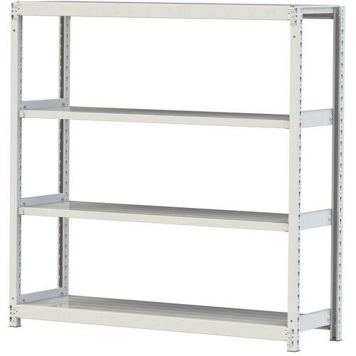 ■ヤマテック ボルトレス軽中量ラック(200kg/段) W1500&times;D450&times;H1500mm(天地4段)ホワイトグレー 単体〔品番:2S55454W〕【3226890:0】[法人・事業所限定][直送元][店頭受取不可]｜ホームセンターバロー　店