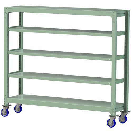■ヤマテック 中量ラック移動式 150kg/段 W1800×D480×H1677mm 天地5段 ライトグリーン〔品番:3SC56485GUF〕【3226900:0】[送料別途見積り][法人・事業所限定][直送][店頭受取不可]