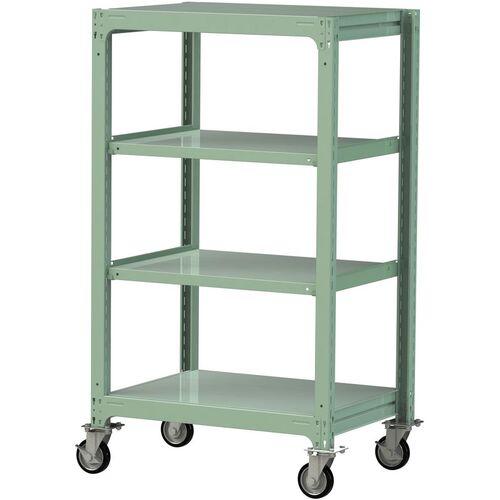 ■ヤマテック 中量ラック移動式 150kg/段 W900&times;D700&times;H1677mm 天地4段 ライトグリーン〔品番:3SC53704GRF〕【3226919:0】[送料別途見積り][法人・事業所限定][直送][店頭受取不可]｜ホームセンターバロー　店