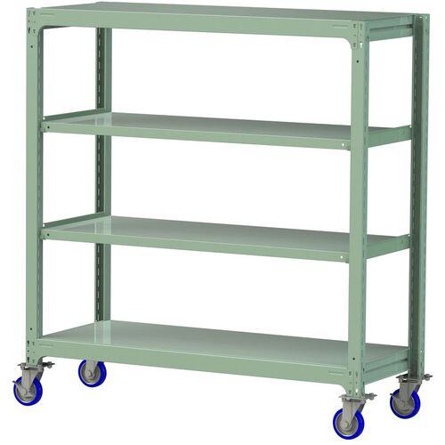 ■ヤマテック 中量ラック移動式 150kg/段 W1500&times;D620&times;H1677mm 天地4段 ライトグリーン〔品番:3SC55624GUF〕【3226933:0】[送料別途見積り][法人・事業所限定][直送][店頭受取不可]｜ホームセンターバロー　店