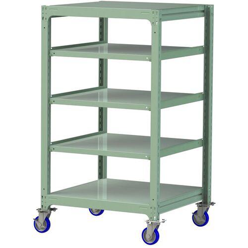 ■ヤマテック 中量ラック移動式 150kg/段 W900×D910×H1677mm 天地5段 ライトグリーン〔品番:3SC53915GUF〕【3228418:0】[送料別途見積り][法人・事業所限定][直送][店頭受取不可]