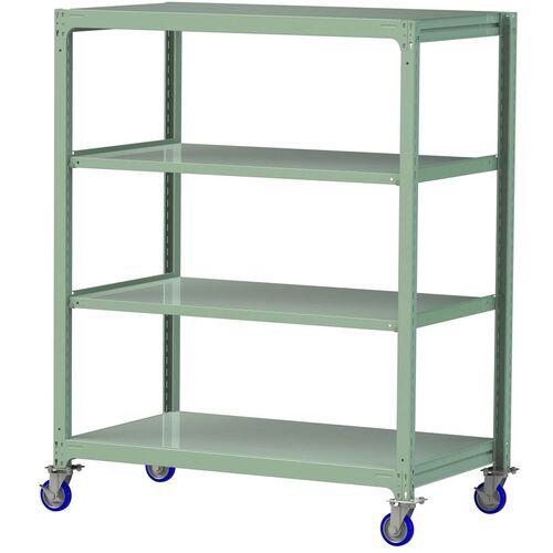 ■ヤマテック 中量ラック移動式 150kg/段 W1500×D910×H1977mm 天地4段 ライトグリーン〔品番:3SC65914GUF〕【3228429:0】[送料別途見積り][法人・事業所限定][直送][店頭受取不可]
