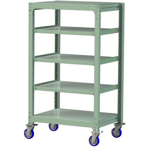 ■ヤマテック 中量ラック移動式 150kg/段 W900×D700×H1677mm 天地5段 ライトグリーン〔品番:3SC53705GUF〕【3228454:0】[送料別途見積り][法人・事業所限定][直送][店頭受取不可]