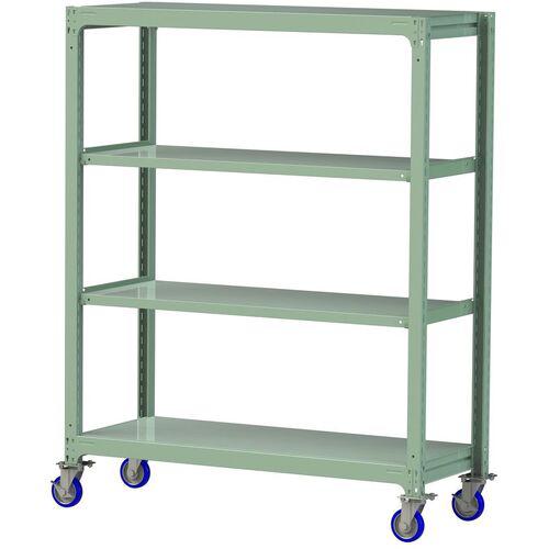 ■ヤマテック 中量ラック移動式 150kg/段 W1500×D620×H1977mm 天地4段 ライトグリーン〔品番:3SC65624GUF〕【3228473:0】[送料別途見積り][法人・事業所限定][直送][店頭受取不可]