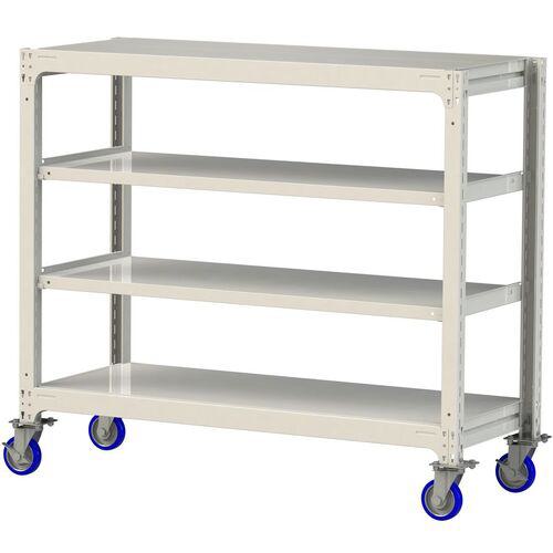 ■ヤマテック 中量ラック移動式 150kg/段 W1500×D620×H1377mm 天地4段 ホワイトグレー〔品番:3SC45624WUF〕【3228490:0】[送料別途見積り][法人・事業所限定][直送][店頭受取不可]
