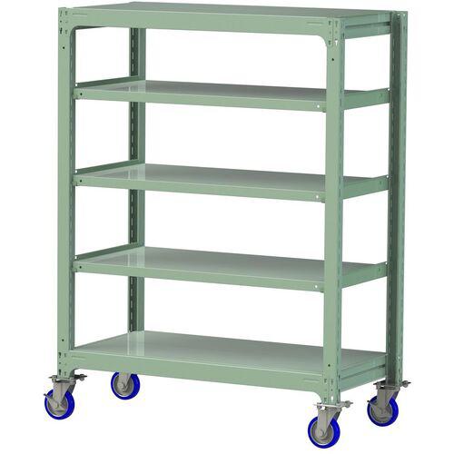 ■ヤマテック 中量ラック移動式 150kg/段 W1200×D620×H1677mm 天地5段 ライトグリーン〔品番:3SC54625GUF〕【3228499:0】[送料別途見積り][法人・事業所限定][直送][店頭受取不可]