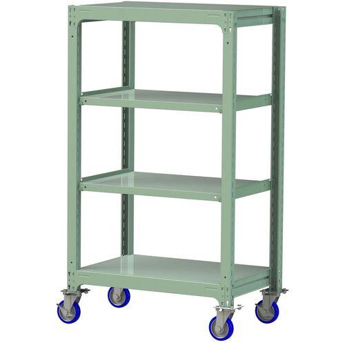 ■ヤマテック 中量ラック移動式 150kg/段 W900×D620×H1677mm 天地4段 ライトグリーン〔品番:3SC53624GUF〕【3230024:0】[送料別途見積り][法人・事業所限定][直送][店頭受取不可]