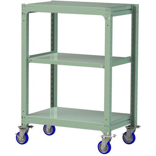 ■ヤマテック 中量ラック移動式 150kg/段 W900&times;D620&times;H1377mm 天地3段 ライトグリーン〔品番:3SC43623GUF〕【3230038:0】[送料別途見積り][法人・事業所限定][直送][店頭受取不可]｜ホームセンターバロー　店