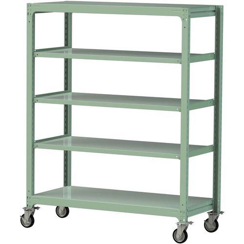 ■ヤマテック 中量ラック移動式 150kg/段 W1500&times;D700&times;H1977mm 天地5段 ライトグリーン〔品番:3SC65705GRF〕【3230058:0】[送料別途見積り][法人・事業所限定][直送][店頭受取不可]｜ホームセンターバロー　店