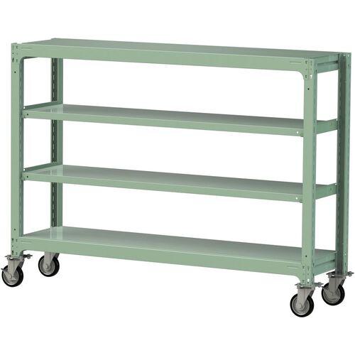 ■ヤマテック 中量ラック移動式 150kg/段 W1800&times;D480&times;H1377mm 天地4段 ライトグリーン〔品番:3SC46484GRF〕【3230073:0】[送料別途見積り][法人・事業所限定][直送][店頭受取不可]｜ホームセンターバロー　店