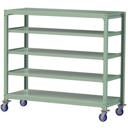 ■ヤマテック 中量ラック移動式 150kg/段 W1800×D700×H1677mm 天地5段 ライトグリーン〔品番:3SC56705GUF〕【3231579:0】[送料別途見積り][法人・事業所限定][直送][店頭受取不可]