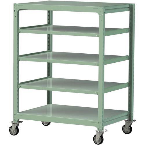 ■ヤマテック 中量ラック移動式 150kg/段 W1200&times;D910&times;H1677mm 天地5段 ライトグリーン〔品番:3SC54915GRF〕【3231612:0】[送料別途見積り][法人・事業所限定][直送][店頭受取不可]｜ホームセンターバロー　店