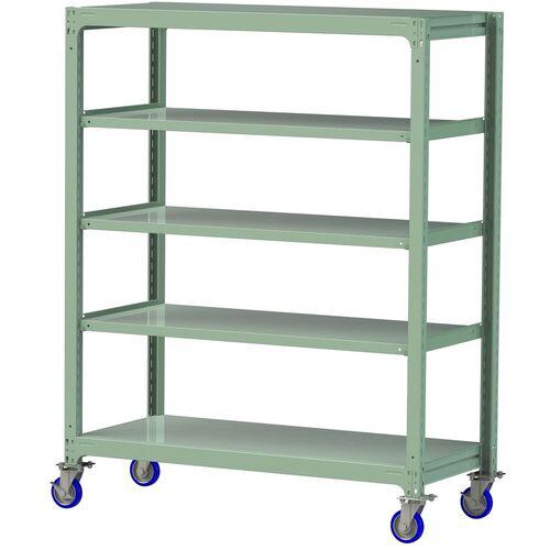 ■ヤマテック 中量ラック移動式 150kg/段 W1500&times;D700&times;H1977mm 天地5段 ライトグリーン〔品番:3SC65705GUF〕【3231619:0】[送料別途見積り][法人・事業所限定][直送][店頭受取不可]｜ホームセンターバロー　店