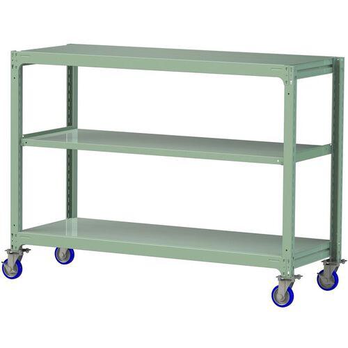 ■ヤマテック 中量ラック移動式 150kg/段 W1800&times;D700&times;H1377mm 天地3段 ライトグリーン〔品番:3SC46703GUF〕【3231629:0】[送料別途見積り][法人・事業所限定][直送][店頭受取不可]｜ホームセンターバロー　店