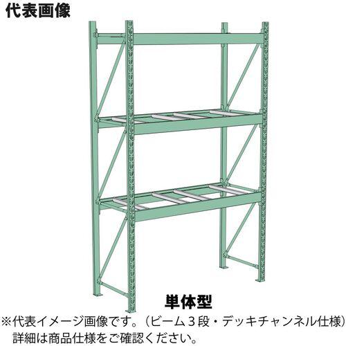 ■ヤマテック パレットラック 2000kg/段 W2500&times;D1200&times;H3600mm ビーム3段デッキチャンネル4本/段 ライトグリーン 単体型〔品番:20S3625123G〕【3231633:0】[送料別途見積り][法人・事業所限定][外直送][店頭受取不可]｜ホームセンターバロー　店