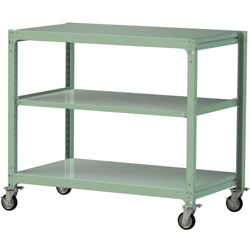 ■ヤマテック 中量ラック移動式 150kg/段 W1500×D910×H1377mm 天地3段 ライトグリーン〔品番:3SC45913GRF〕【3231636:0】[送料別途見積り][法人・事業所限定][直送][店頭受取不可]