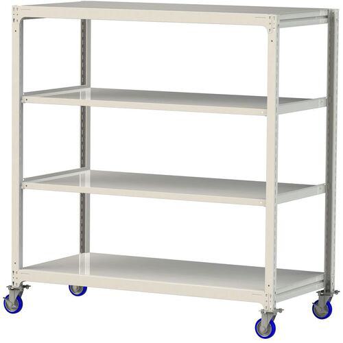 ■ヤマテック 中量ラック移動式 150kg/段 W1800&times;D910&times;H1977mm 天地4段 ホワイトグレー〔品番:3SC66914WUF〕【3233168:0】[送料別途見積り][法人・事業所限定][直送][店頭受取不可]｜ホームセンターバロー　店
