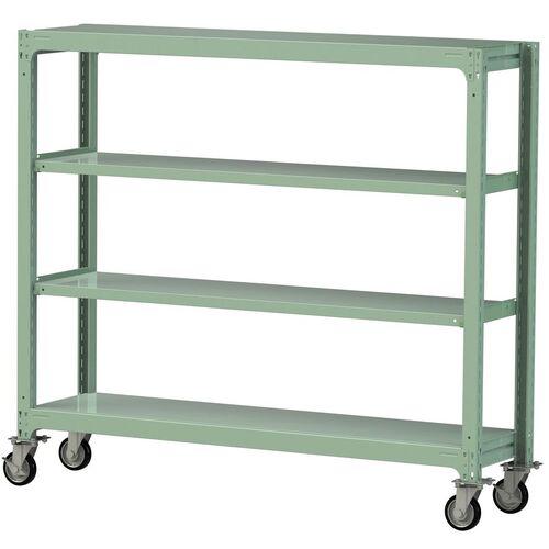 ■ヤマテック 中量ラック移動式 150kg/段 W1800&times;D480&times;H1677mm 天地4段 ライトグリーン〔品番:3SC56484GRF〕【3233190:0】[送料別途見積り][法人・事業所限定][直送][店頭受取不可]｜ホームセンターバロー　店