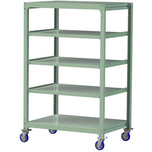 ■ヤマテック 中量ラック移動式 150kg/段 W1200×D910×H1977mm 天地5段 ライトグリーン〔品番:3SC64915GUF〕【3234739:0】[送料別途見積り][法人・事業所限定][直送][店頭受取不可]