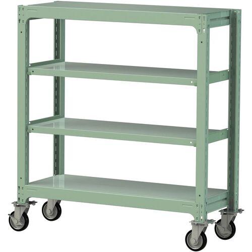 ■ヤマテック 中量ラック移動式 150kg/段 W1200×D480×H1377mm 天地4段 ライトグリーン〔品番:3SC44484GRF〕【3234763:0】[送料別途見積り][法人・事業所限定][直送][店頭受取不可]