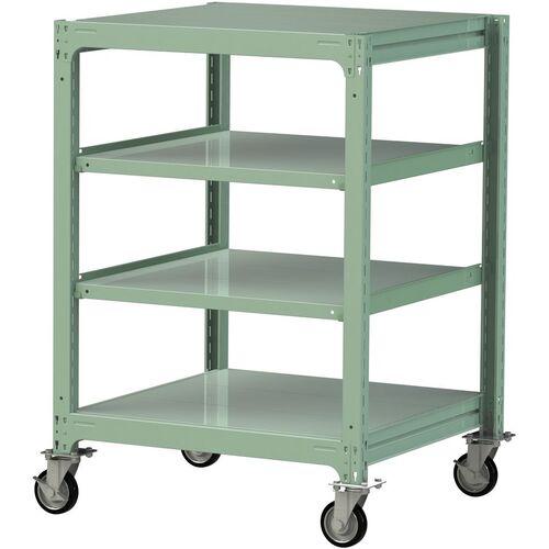 ■ヤマテック 中量ラック移動式 150kg/段 W900&times;D910&times;H1377mm 天地4段 ライトグリーン〔品番:3SC43914GRF〕【3234785:0】[送料別途見積り][法人・事業所限定][直送][店頭受取不可]｜ホームセンターバロー　店