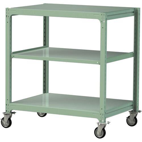 ■ヤマテック 中量ラック移動式 150kg/段 W1200&times;D910&times;H1377mm 天地3段 ライトグリーン〔品番:3SC44913GRF〕【3234818:0】[送料別途見積り][法人・事業所限定][直送][店頭受取不可]｜ホームセンターバロー　店