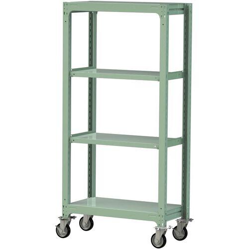 ■ヤマテック 中量ラック移動式 150kg/段 W900&times;D480&times;H1977mm 天地4段 ライトグリーン〔品番:3SC63484GRF〕【3236371:0】[送料別途見積り][法人・事業所限定][直送][店頭受取不可]｜ホームセンターバロー　店