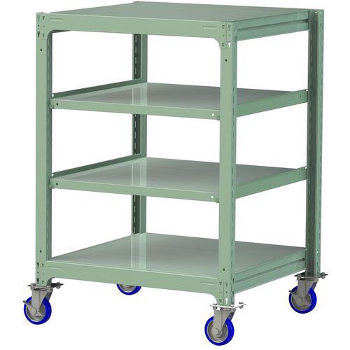 ■ヤマテック 中量ラック移動式 150kg/段 W900&times;D910&times;H1377mm 天地4段 ライトグリーン〔品番:3SC43914GUF〕【3236381:0】[送料別途見積り][法人・事業所限定][直送][店頭受取不可]｜ホームセンターバロー　店