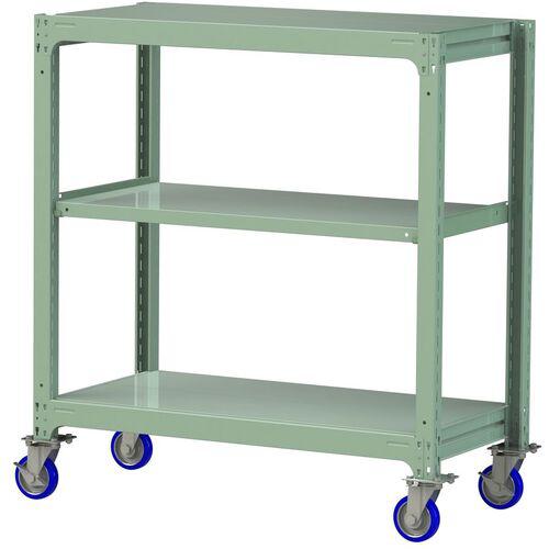 ■ヤマテック 中量ラック移動式 150kg/段 W1200&times;D620&times;H1377mm 天地3段 ライトグリーン〔品番:3SC44623GUF〕【3236398:0】[送料別途見積り][法人・事業所限定][直送][店頭受取不可]｜ホームセンターバロー　店