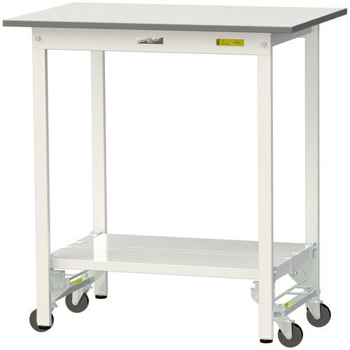■ヤマテック 軽量作業台 ワークテーブル150シリーズ ワンタッチ移動式 全面棚付 低圧メラミン天板 W900&times;D600&times;H950mm シルキーホワイト〔品番:SUPUH960TTWW〕【3242357:0】[法人・事業所限定][直送元][店頭受取不可]｜ホームセンターバロー　店