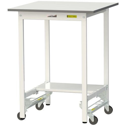 ■ヤマテック 軽量作業台 ワークテーブル150シリーズ ワンタッチ移動式 半面棚付 低圧メラミン天板 W750&times;D750&times;H950mm シルキーホワイト〔品番:SUPUH775TWW〕【3243019:0】[法人・事業所限定][直送元][店頭受取不可]｜ホームセンターバロー　店