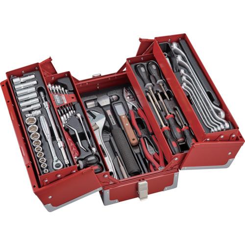 ■TONE 整備用工具セット ツールセット(オートメカニック用) レッド 61点セット〔品番:TSA3331〕【3256723:0】[店頭受取不可]