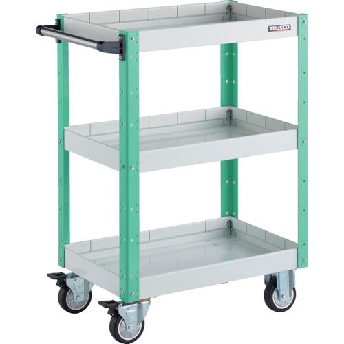 ■TRUSCO ツールワゴン イーグルワゴン 600X400XH880 深型3段 ウレタン車輪 ホワイト/ヤンググリーン〔品番:EGW963F3UWYG〕【3268724:0】[店頭受取不可]｜ホームセンターバロー　店