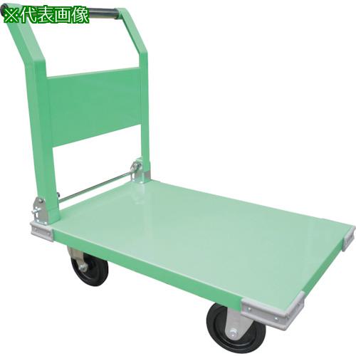 ■カンベ 鋼板製片袖四輪運搬車(ハンドル折り畳み式)〔品番:140C〕【3377327:0】[送料別途見積り][法人・事業所限定][直送][店頭受取不可]｜ホームセンターバロー　店