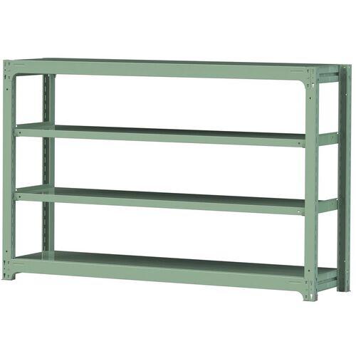 ■ヤマテック ボルトレス中量ラック 300kg/段 W1800×D480×H1200mm 天地4段 ライトグリーン〔品番:3S46484G〕【3380862:0】[法人・事業所限定][直送元][店頭受取不可]