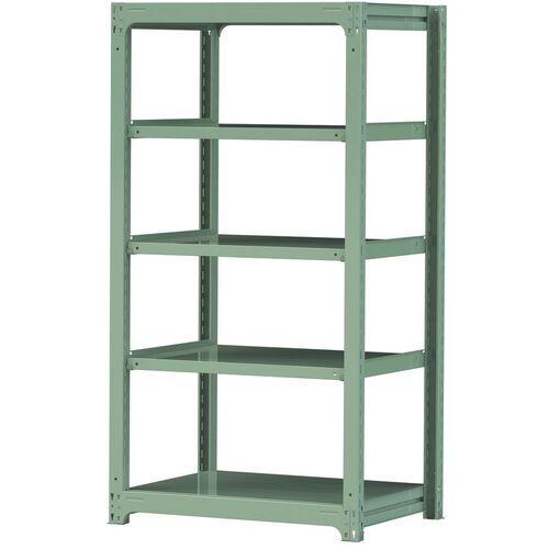 ■ヤマテック ボルトレス中量ラック 300kg/段 W900&times;D700&times;H1800mm 天地5段 ライトグリーン〔品番:3S63705G〕【3380908:0】[法人・事業所限定][直送元][店頭受取不可]｜ホームセンターバロー　店