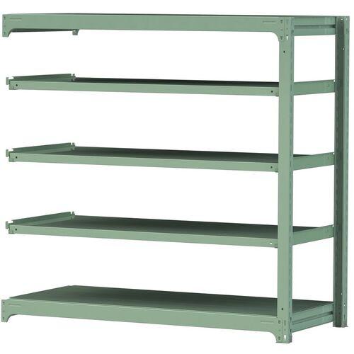■ヤマテック ボルトレス中量ラック 300kg/段 W1500&times;D700&times;H1500mm 天地5段 ライトグリーン〔品番:3S55705GR〕【3380951:0】[法人・事業所限定][直送元][店頭受取不可]｜ホームセンターバロー　店