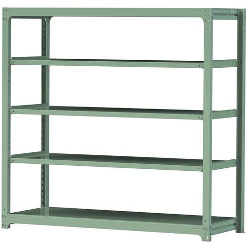 ■ヤマテック ボルトレス中量ラック 300kg/段 W1800×D700×H1800mm 天地5段 ライトグリーン〔品番:3S66705G〕【3381543:0】[法人・事業所限定][直送元][店頭受取不可]