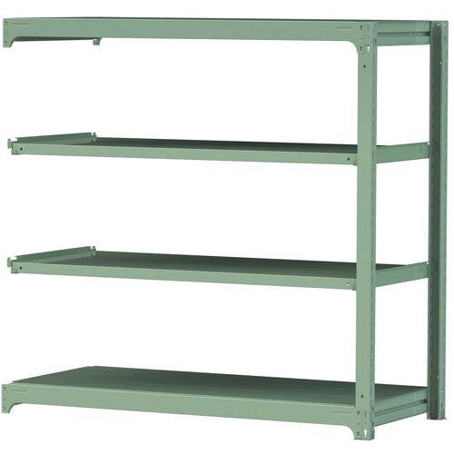 ■ヤマテック ボルトレス中量ラック 300kg/段 W1500×D700×H1500mm 天地4段 ライトグリーン〔品番:3S55704GR〕【3381550:0】[法人・事業所限定][直送元][店頭受取不可]