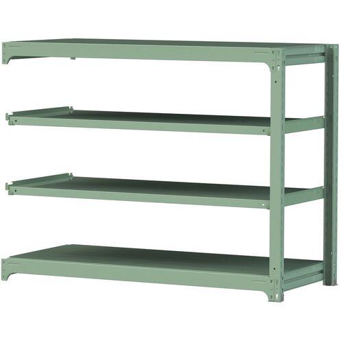 ■ヤマテック ボルトレス中量ラック 300kg/段 W1500×D700×H1200mm 天地4段 ライトグリーン〔品番:3S45704GR〕【3382218:0】[法人・事業所限定][直送元][店頭受取不可]