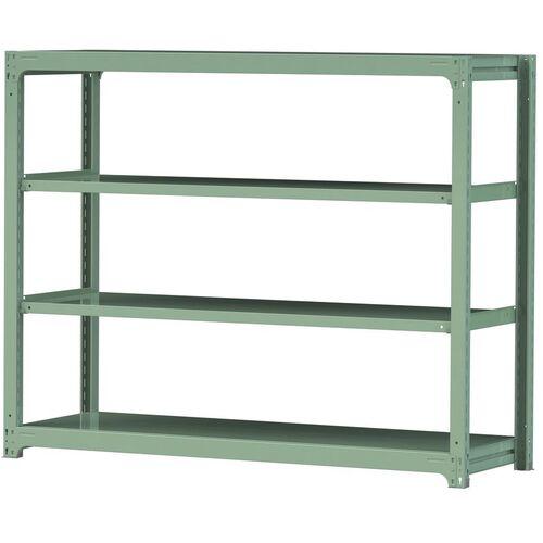 ■ヤマテック ボルトレス中量ラック 300kg/段 W1800&times;D620&times;H1500mm 天地4段 ライトグリーン〔品番:3S56624G〕【3382296:0】[法人・事業所限定][直送元][店頭受取不可]｜ホームセンターバロー　店