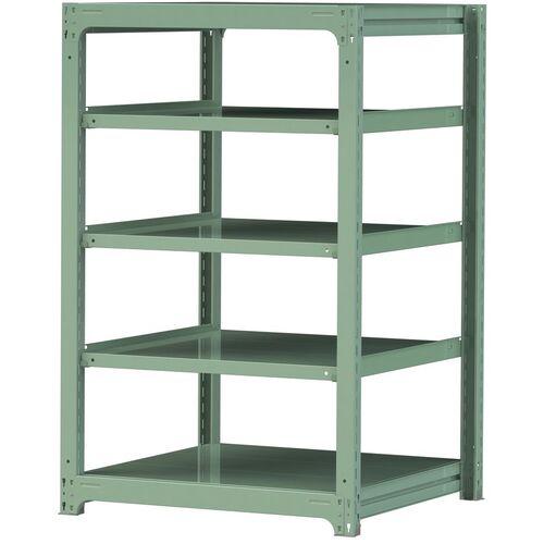 ■ヤマテック ボルトレス中量ラック 300kg/段 W900&times;D910&times;H1500mm 天地5段 ライトグリーン〔品番:3S53915G〕【3382297:0】[法人・事業所限定][直送元][店頭受取不可]｜ホームセンターバロー　店