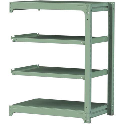 ■ヤマテック ボルトレス中量ラック 300kg/段 W900&times;D620&times;H1200mm 天地4段 ライトグリーン〔品番:3S43624GR〕【3382904:0】[法人・事業所限定][直送元][店頭受取不可]｜ホームセンターバロー　店