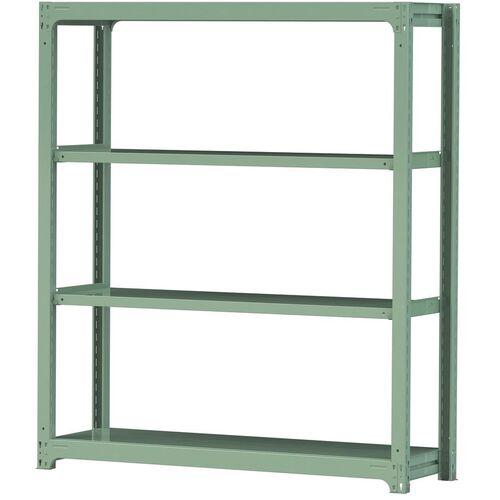 ■ヤマテック ボルトレス中量ラック 300kg/段 W1500&times;D480&times;H1800mm 天地4段 ライトグリーン〔品番:3S65484G〕【3382969:0】[法人・事業所限定][直送元][店頭受取不可]｜ホームセンターバロー　店