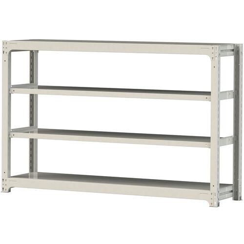 ■ヤマテック ボルトレス中量ラック 300kg/段 W1800×D480×H1200mm 天地4段 ホワイトグレー〔品番:3S46484W〕【3383564:0】[法人・事業所限定][直送元][店頭受取不可]