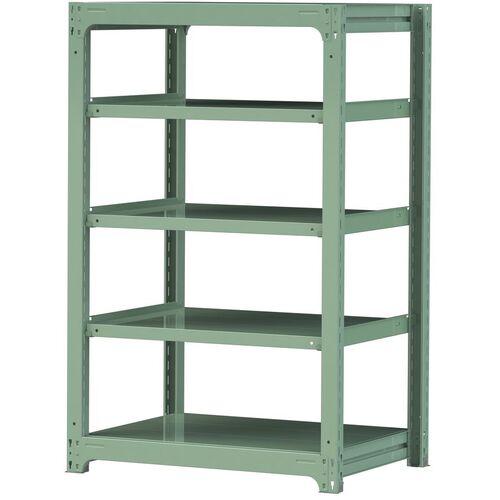 ■ヤマテック ボルトレス中量ラック 300kg/段 W900&times;D700&times;H1500mm 天地5段 ライトグリーン〔品番:3S53705G〕【3383568:0】[法人・事業所限定][直送元][店頭受取不可]｜ホームセンターバロー　店