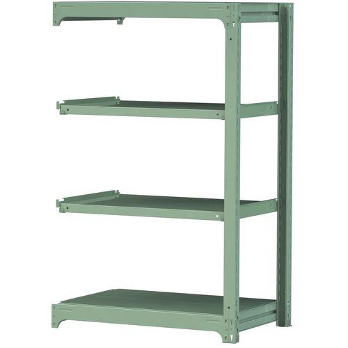 ■ヤマテック ボルトレス中量ラック 300kg/段 W900×D620×H1500mm 天地4段 ライトグリーン〔品番:3S53624GR〕【3383665:0】[法人・事業所限定][直送元][店頭受取不可]