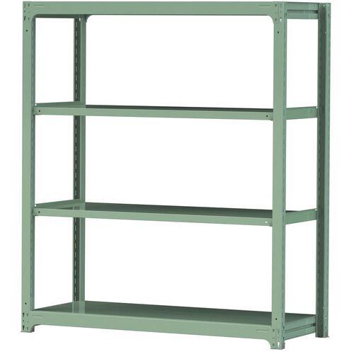 ■ヤマテック ボルトレス中量ラック 300kg/段 W1500×D620×H1800mm 天地4段 ライトグリーン〔品番:3S65624G〕【3384341:0】[法人・事業所限定][直送元][店頭受取不可]
