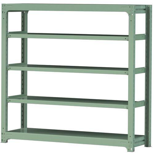 ■ヤマテック ボルトレス中量ラック 500kg/段 W1500×D480×H1500mm 天地5段 ライトグリーン〔品番:5S55485G〕【3386394:0】[法人・事業所限定][直送元][店頭受取不可]